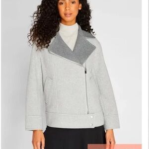Club Monaco wool Gray Bomber Jacket Asymmetrical Design